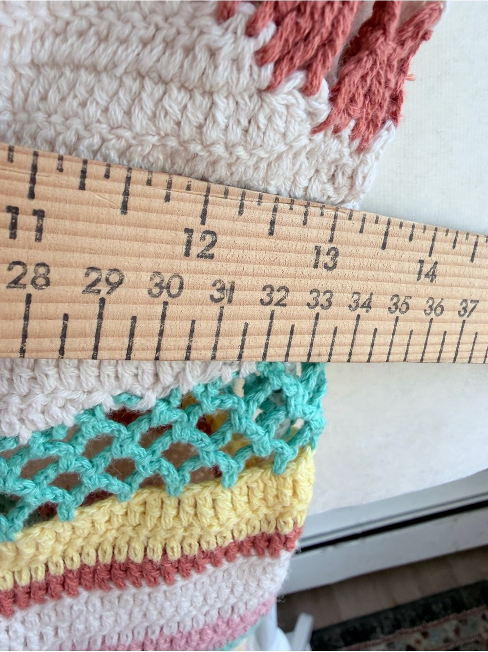Crochet Cotton Halter Romper Cream Multicolor Chevron Boho Size S - Picture 6 of 10